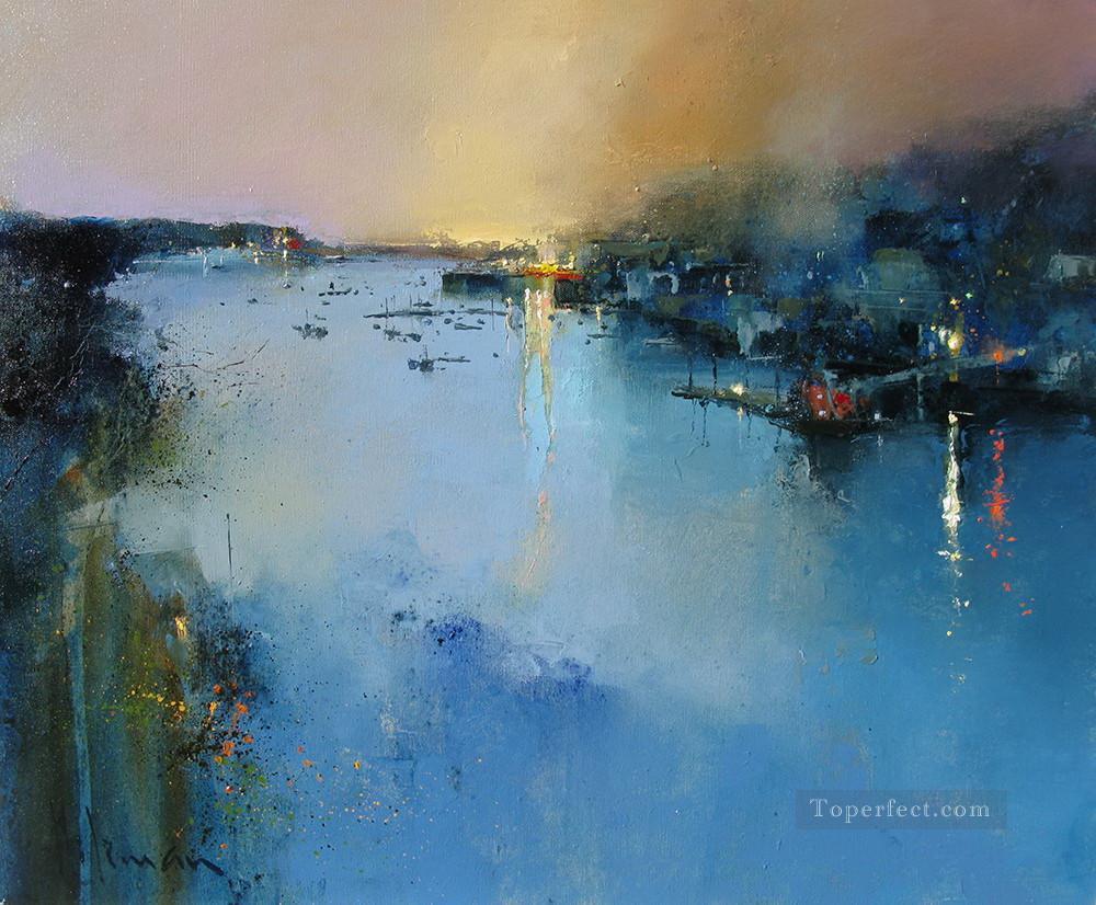 The Onset of Dusk Fowey abstract seascape Oil Paintings